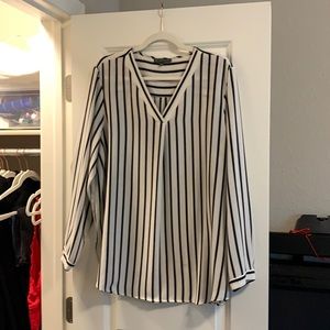Black and white stripped blouse size XL